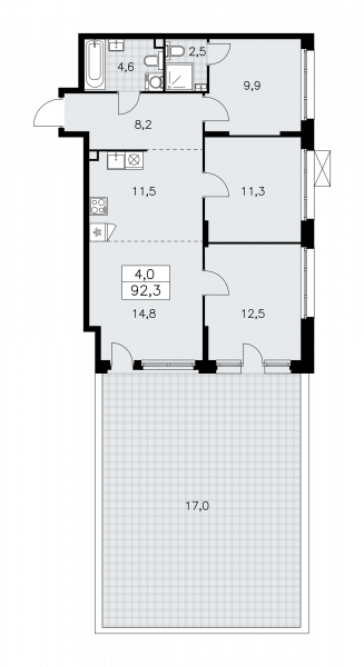 4 комнаты до 92.3