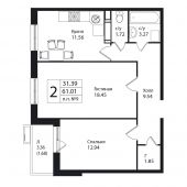 2-комнатная квартира 61,01 м²