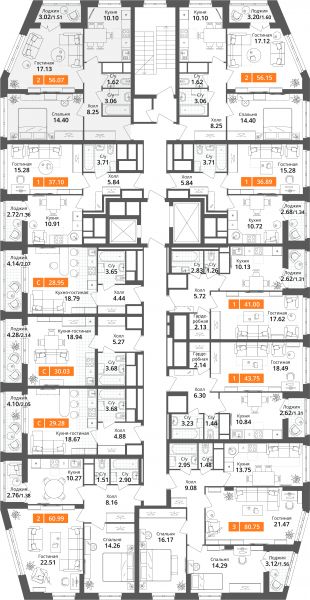 2 комнаты до 56.07