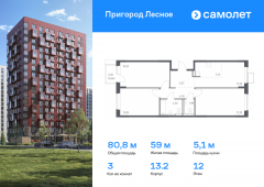 3-комнатная квартира 80,83 м²