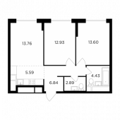 3-комнатная квартира 60,04 м²