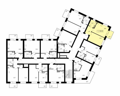 1-комнатная, квартира, 38.8 м²