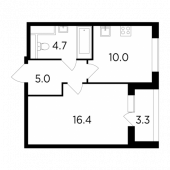 1-комнатная квартира 37,79 м²