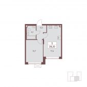 1-комнатная квартира 38,2 м²