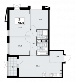 3-комнатная квартира 78,4 м²
