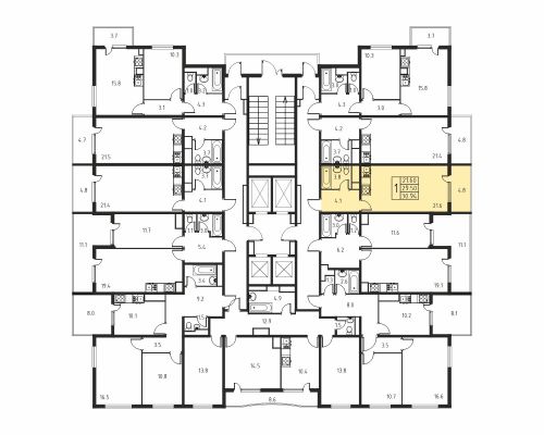1-комнатная, квартира, 29.5 м²