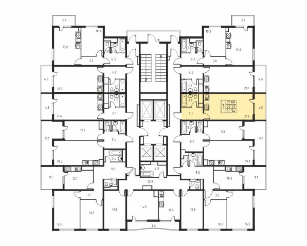 1-комнатная, квартира, 29.5 м²