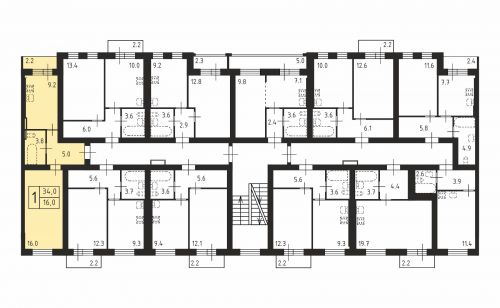 1-комнатная, квартира, 34 м²
