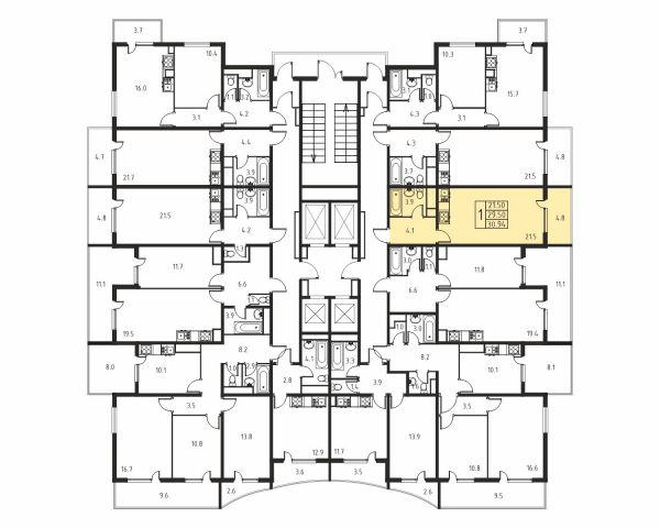 1-комнатная, квартира, 29.5 м²