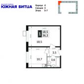 1-комнатная квартира 36,3 м²