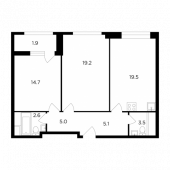 2-комнатная квартира 71,5 м²