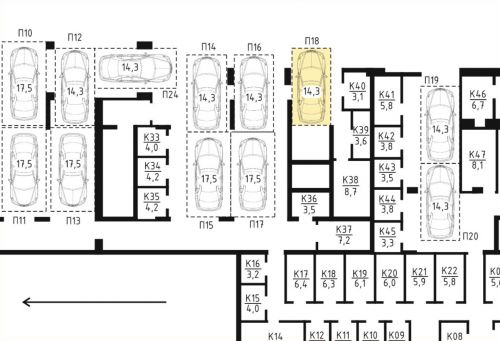 Машиноместа, 14.3 м²