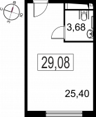 1-комнатная квартира 29,08 м²