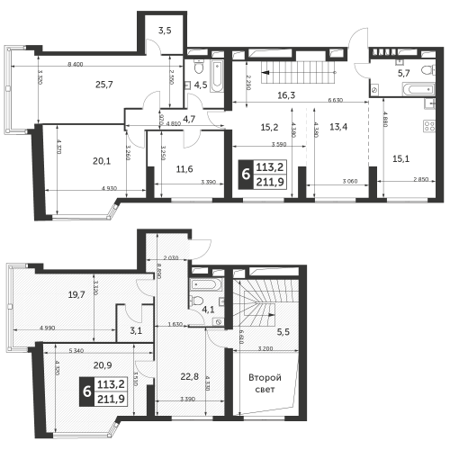 Многокомнатная, квартира, 211.9 м²