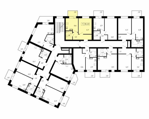 1-комнатная, квартира, 36.4 м²