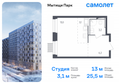 1-комнатная квартира 25,5 м²