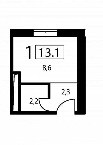 Студия, 13.1 м²