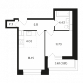 2-комнатная квартира 40,75 м²