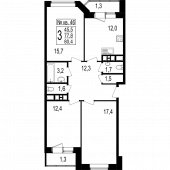 3-комнатная квартира 80,4 м²