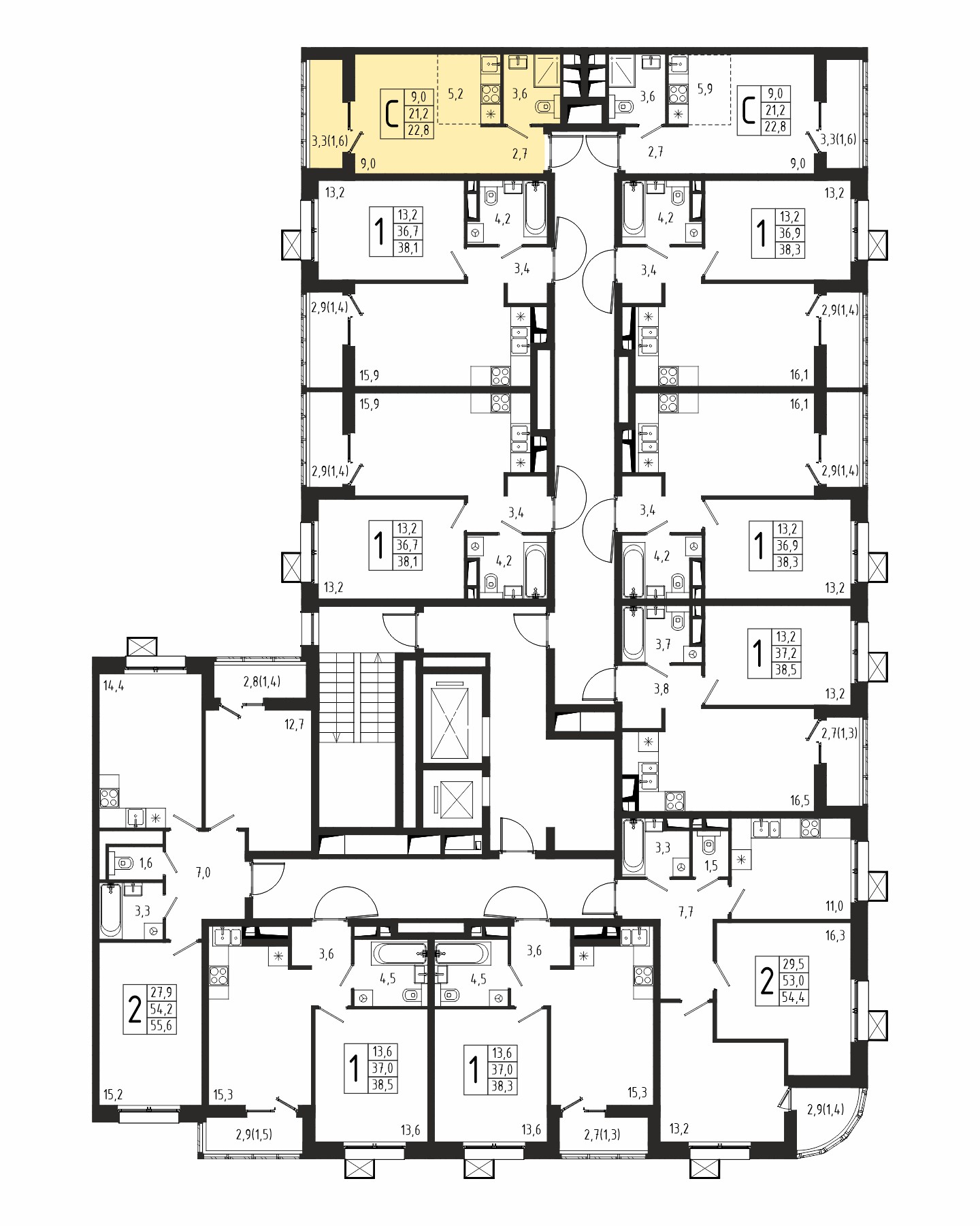 Квартира-студия №132, 22,8 м² за 4,50 млн руб. в ЖК «Берег» 2 очередь - планировка