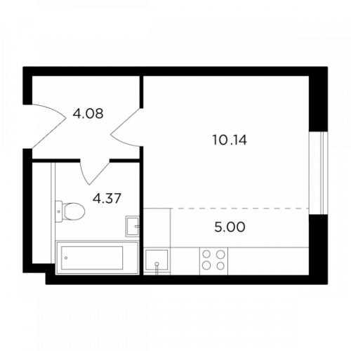 Студия, 23.59 м²