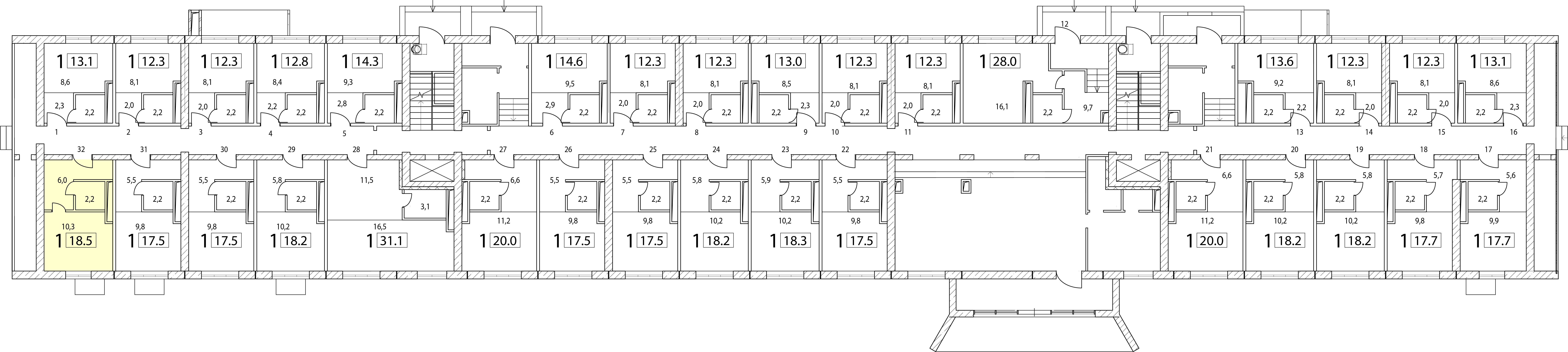 Квартира-студия №32, 18,5 м² за 6,36 млн руб. в ЖК «New Form Аминьевское» - планировка