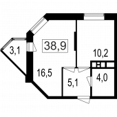 2-комнатная квартира 35,8 м²