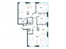 4-комнатная квартира 119,2 м²