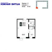 1-комнатная квартира 27,9 м²
