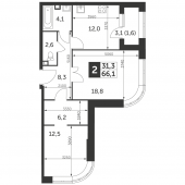 2-комнатная квартира 66,1 м²