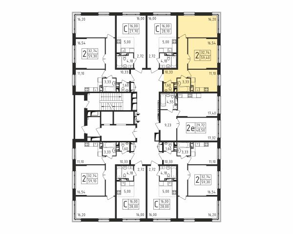2 комнаты до 59.4