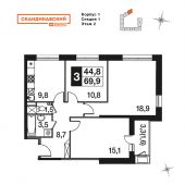 3-комнатная квартира 69,9 м²