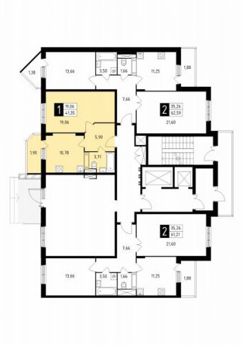 1-комнатная, квартира, 41.35 м²