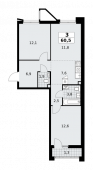 3-комнатная квартира 60,5 м²