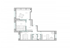 3-комнатная квартира 88 м²