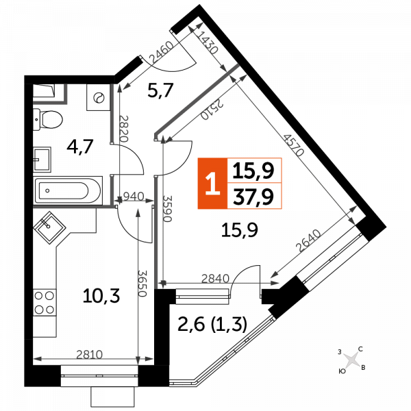 1 комната до 37.9