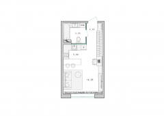 1-комнатная квартира 28,1 м²