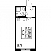 1-комнатная квартира 24,59 м²