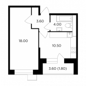 1-комнатная квартира 37,9 м²