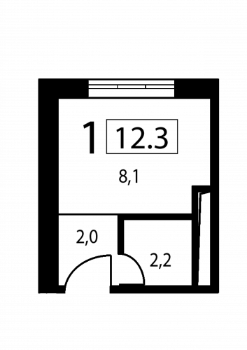 Студия, 12.3 м²