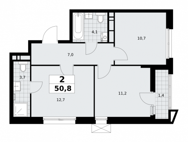 2 комнаты до 50.8
