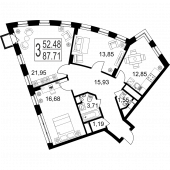 3-комнатная квартира 87,71 м²