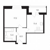 1-комнатная квартира 41,9 м²