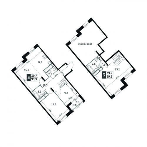 3-комнатная, квартира, 100.3 м²
