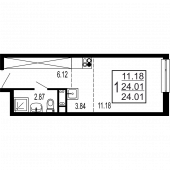 1-комнатная квартира 24,01 м²
