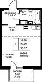 1-комнатная квартира 30,97 м²