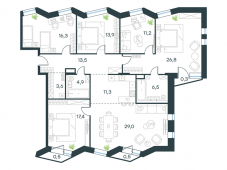 5-комнатная квартира 155,7 м²