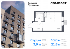 1-комнатная квартира 21,82 м²