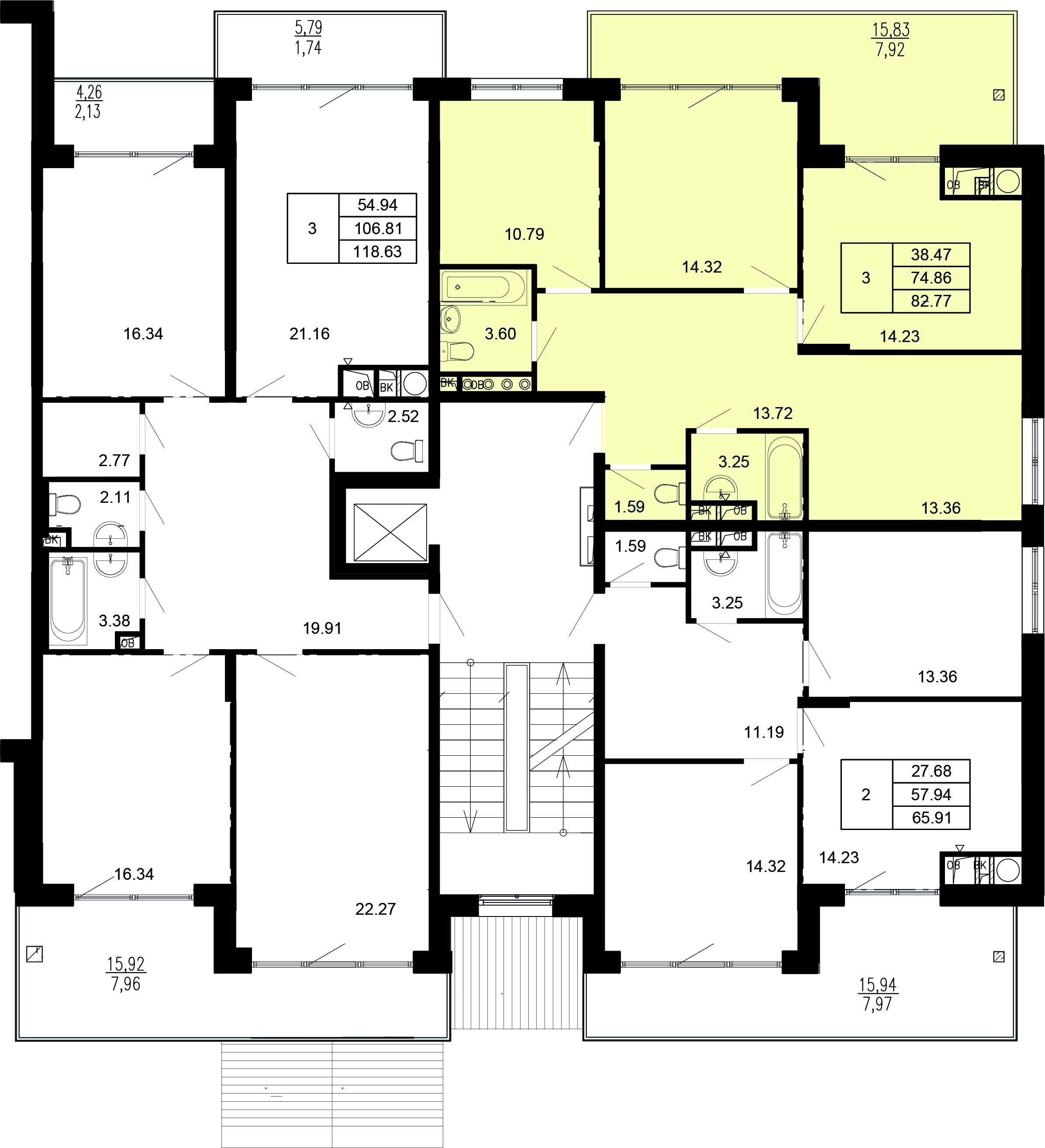 3-комнатная квартира №17, 82,8 м² за 21,12 млн руб. в ЖК «Сказка» - планировка