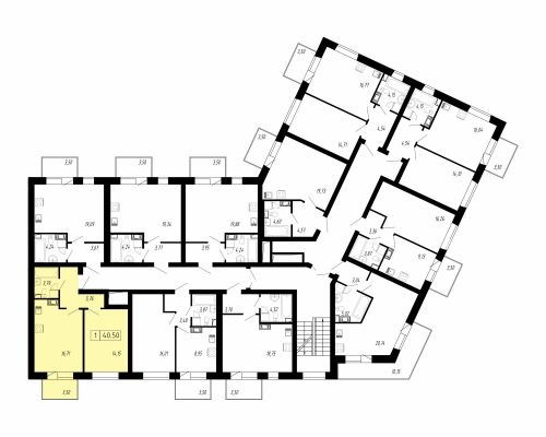 1-комнатная, квартира, 40.5 м²